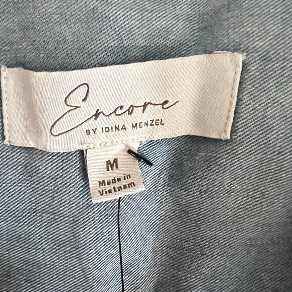 Encore Idina Menzel ~ Shirt Button Front Long Sleeve Denim M Indigo Blue A508782 - Picture 4 of 5